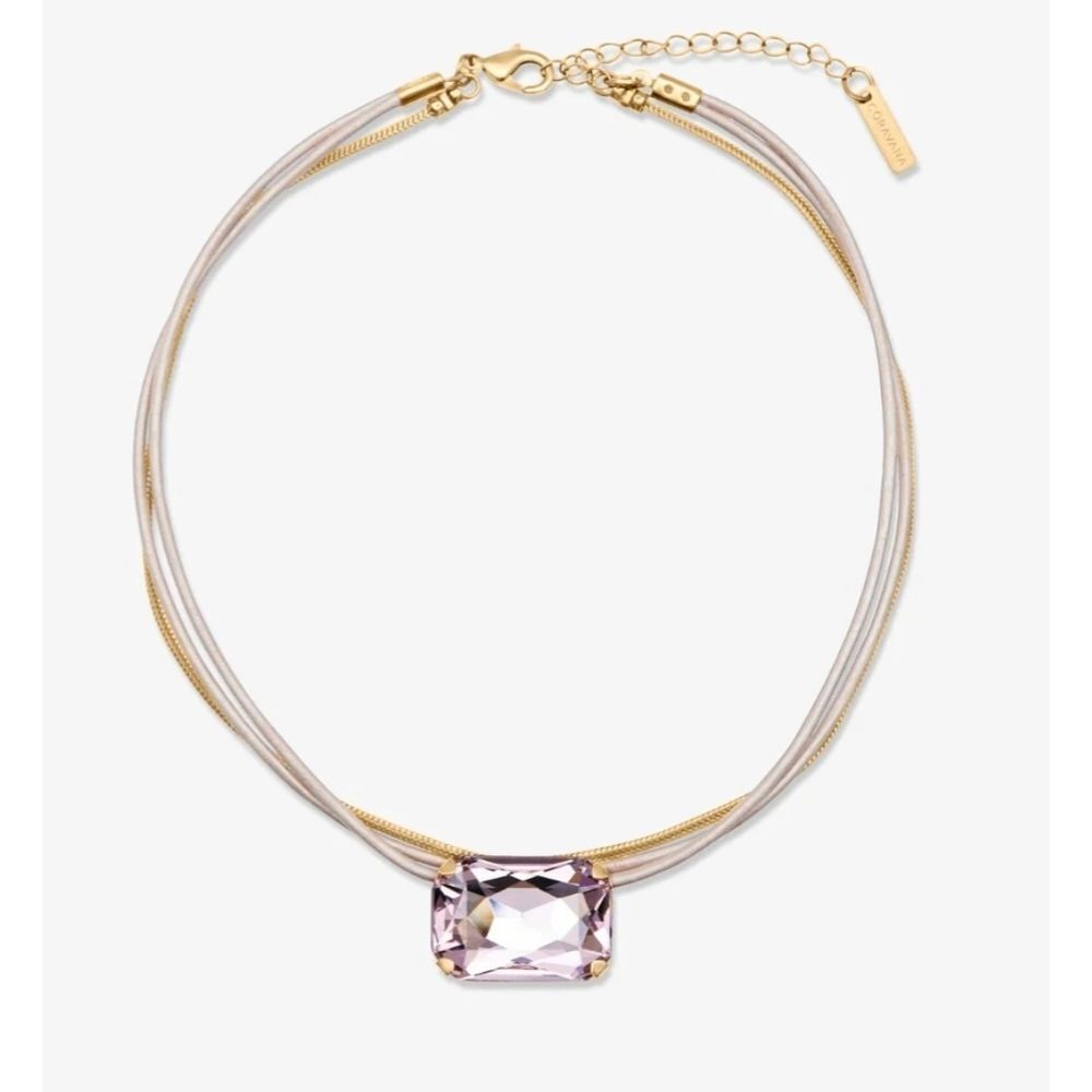 Coravana The Gem Choker Necklace Yellow Gold Finish Light Pink